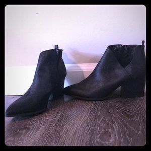 Black cutout ankle booties